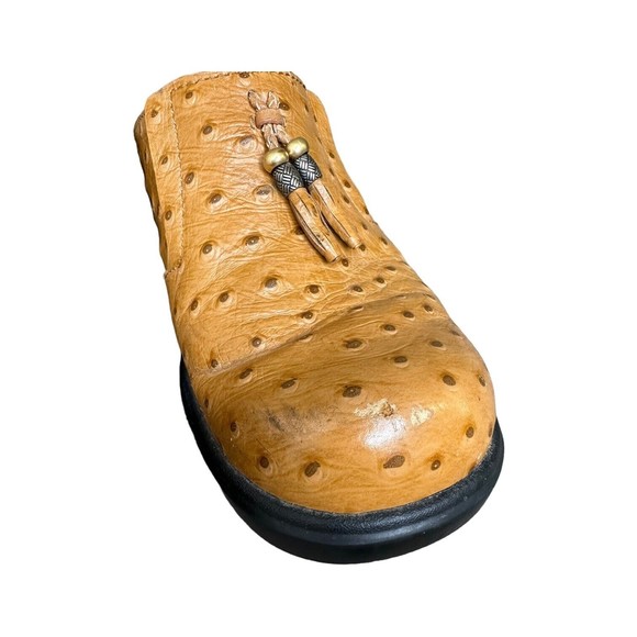 Ariat Mules Clogs Brown Leather Ostrich Print Slip On Western Shoes Women's 8.5 - Picture 7 of 15